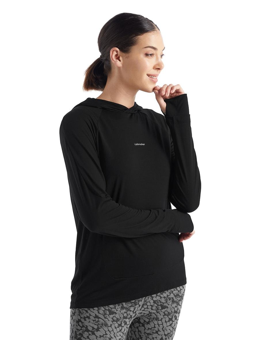 Black Icebreaker Cool-Lite™ Merino Hoodie Women\'s Long Sleeve | AU 1637JPQJ